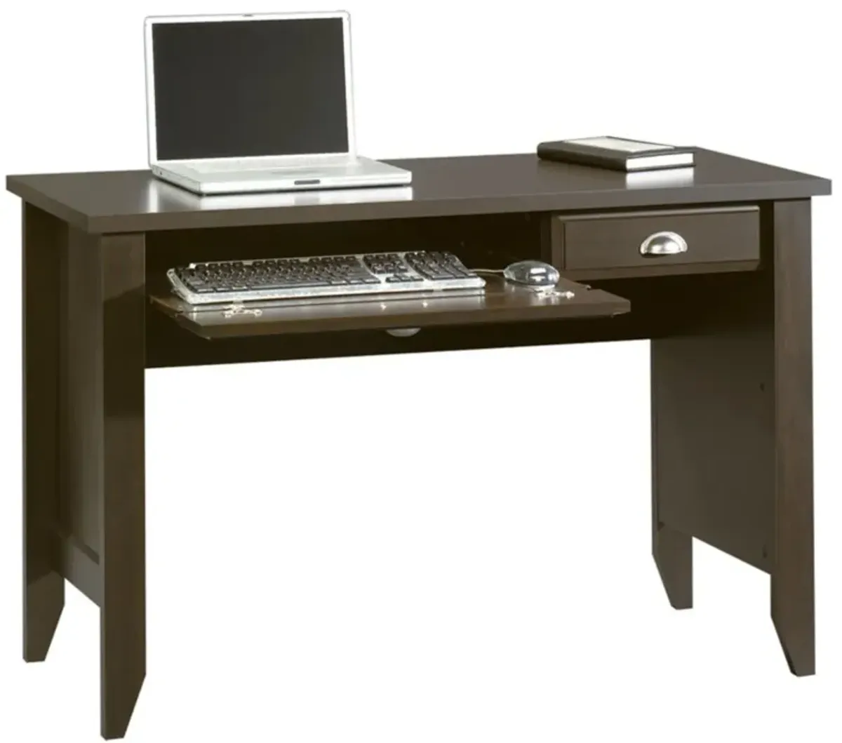 Hivvago Computer Desk with Keyboard Tray in Dark Brown Mocha Espresso Wood Finish