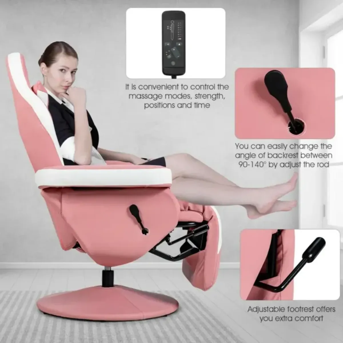 Hivvago Ergonomic High Back Massage Gaming Chair with Pillow