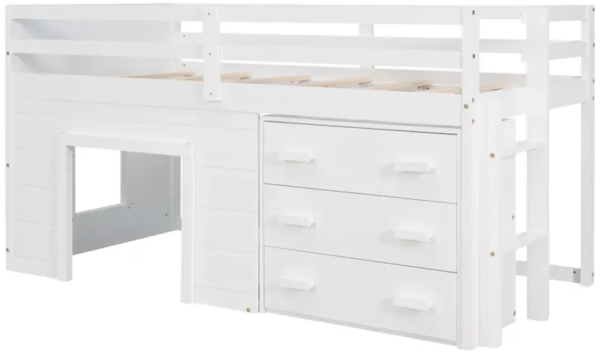 Merax Loft Bed with Cabinet and Shelf