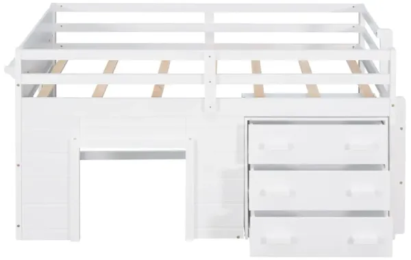 Merax Loft Bed with Cabinet and Shelf