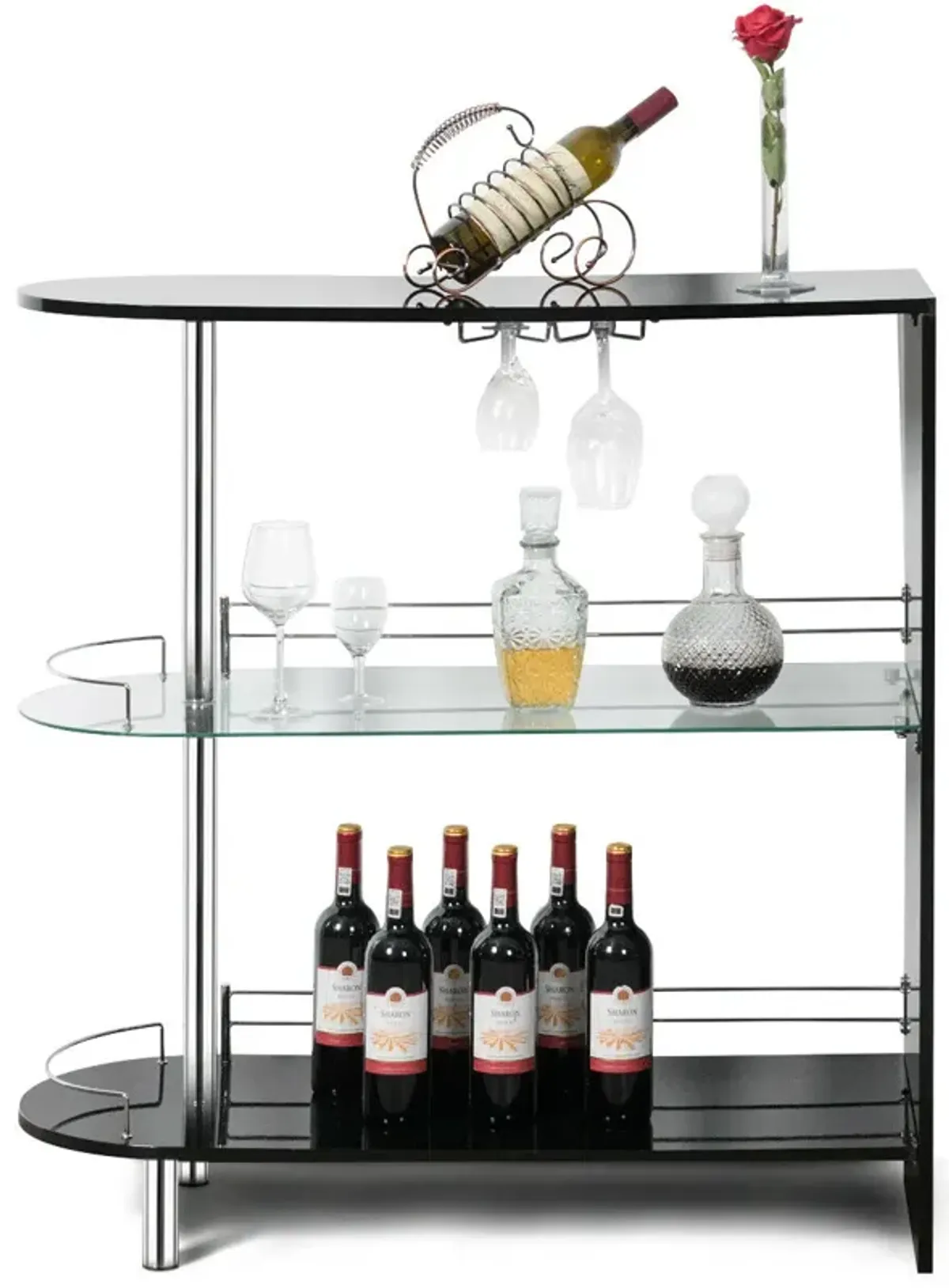 2-holder Bar Table with Tempered Glass Shelf