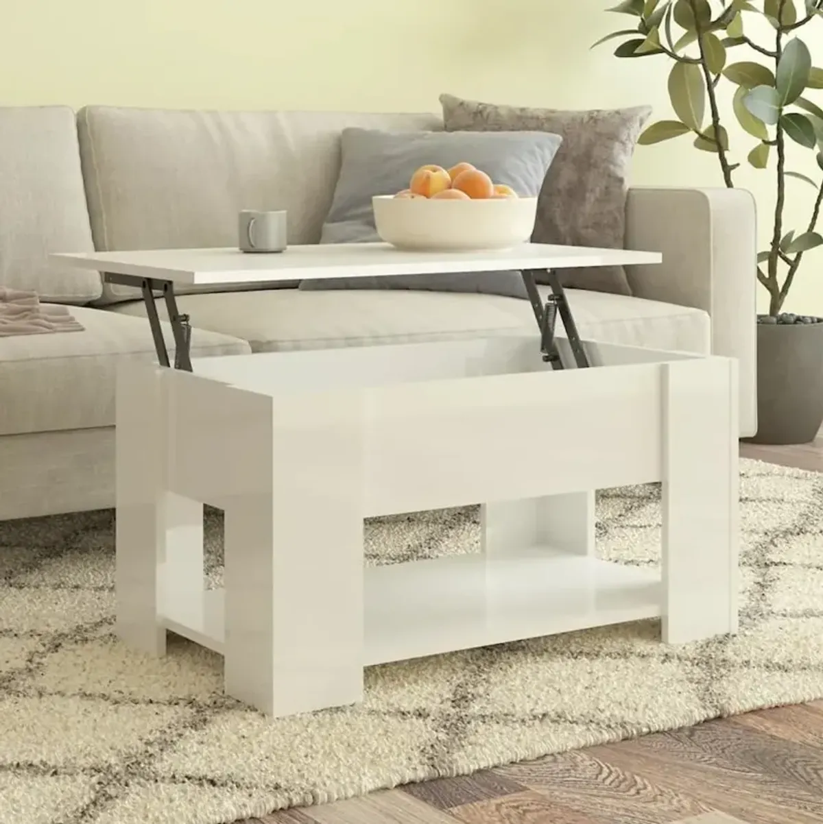 Coffee Table High Gloss White 31.1"x19.3"x16.1" Engineered Wood