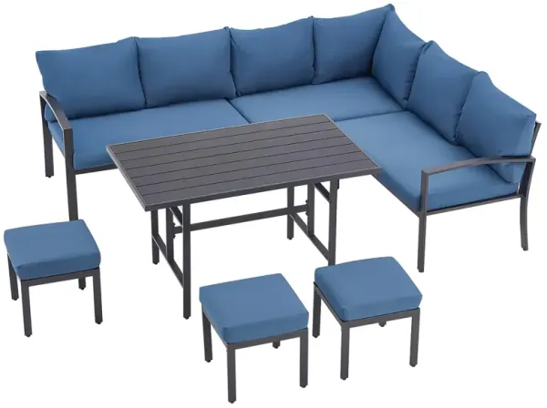 Mondawe 7 Pieces Modern Outdoor Conversation Set Patio Furniture with Waterproof, Outdoor Dining Sofa Set with Cushions for Balcony, Porch, Lawn