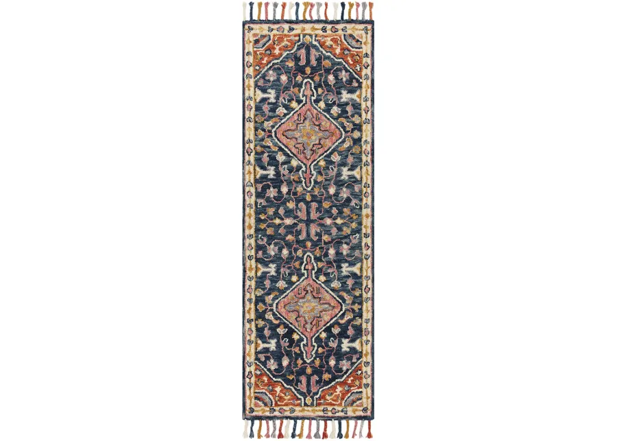 Zharah ZR01 Navy/Multi 2'6" x 7'6" Rug