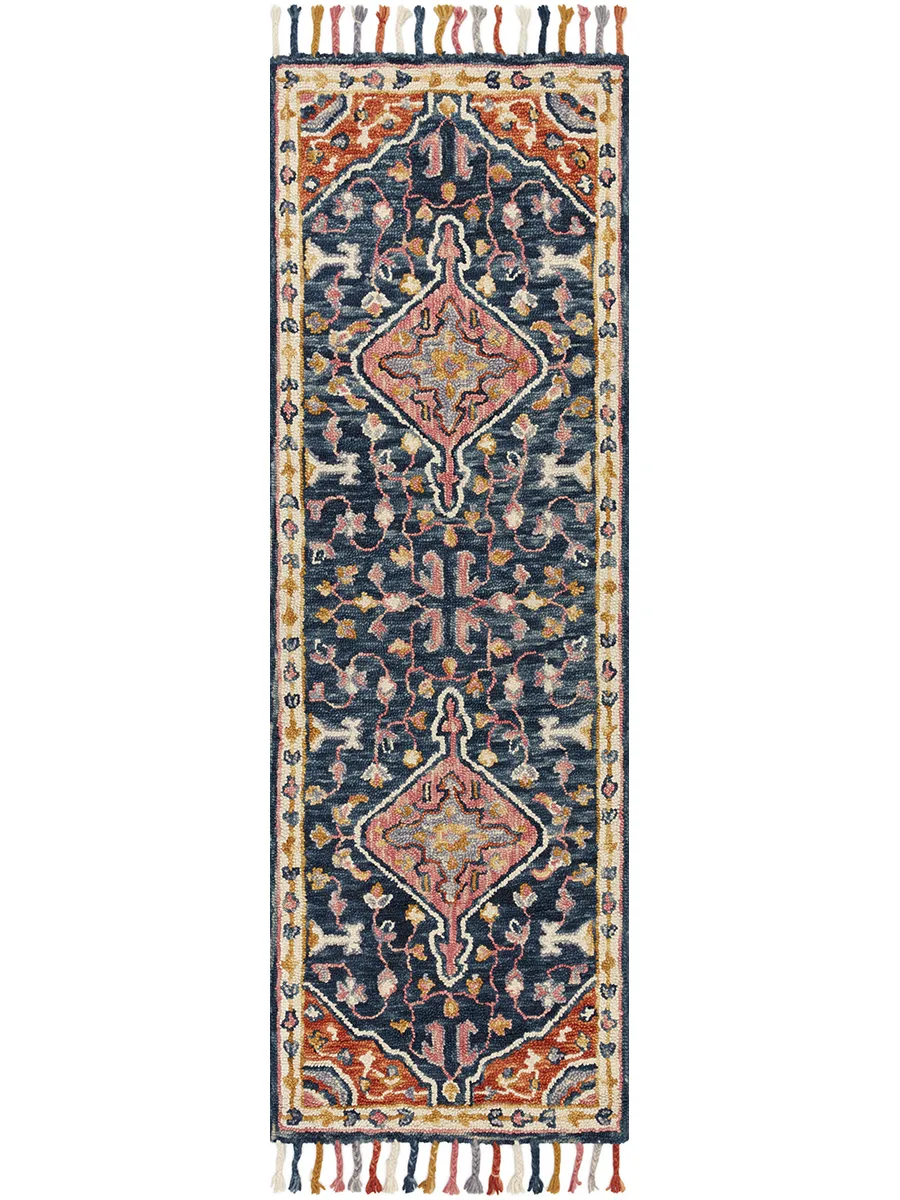 Zharah ZR01 Navy/Multi 2'6" x 7'6" Rug