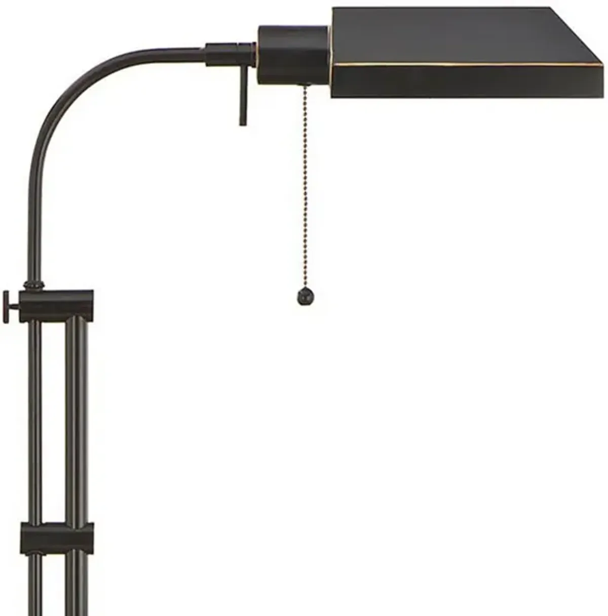 Metal Rectangular Floor Lamp with Adjustable Pole, Dark Bronze - Benzara