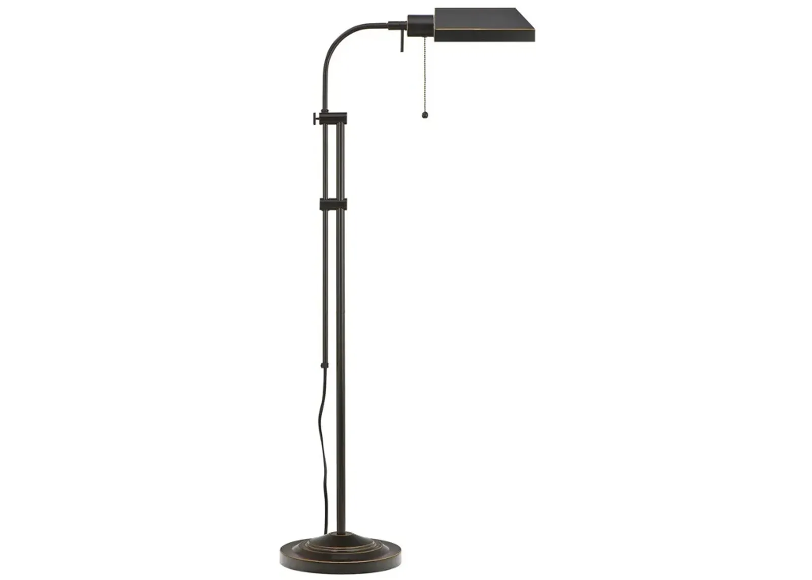 Metal Rectangular Floor Lamp with Adjustable Pole, Dark Bronze - Benzara