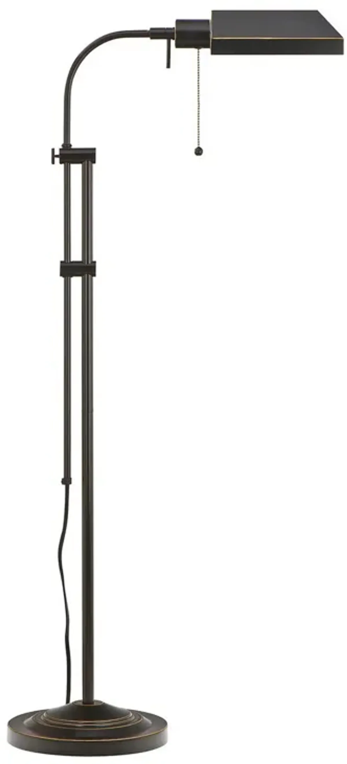 Metal Rectangular Floor Lamp with Adjustable Pole, Dark Bronze - Benzara