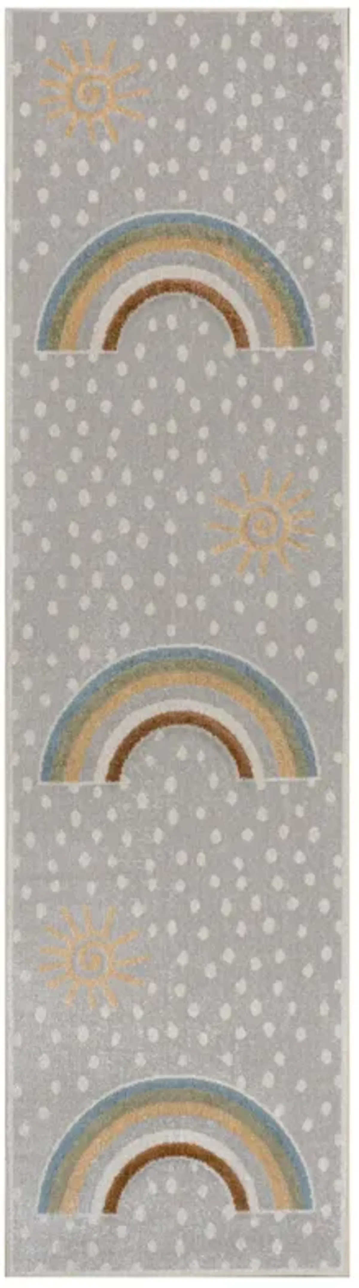 Minha Rainbow Dot Modern Machine Washable Area Rug