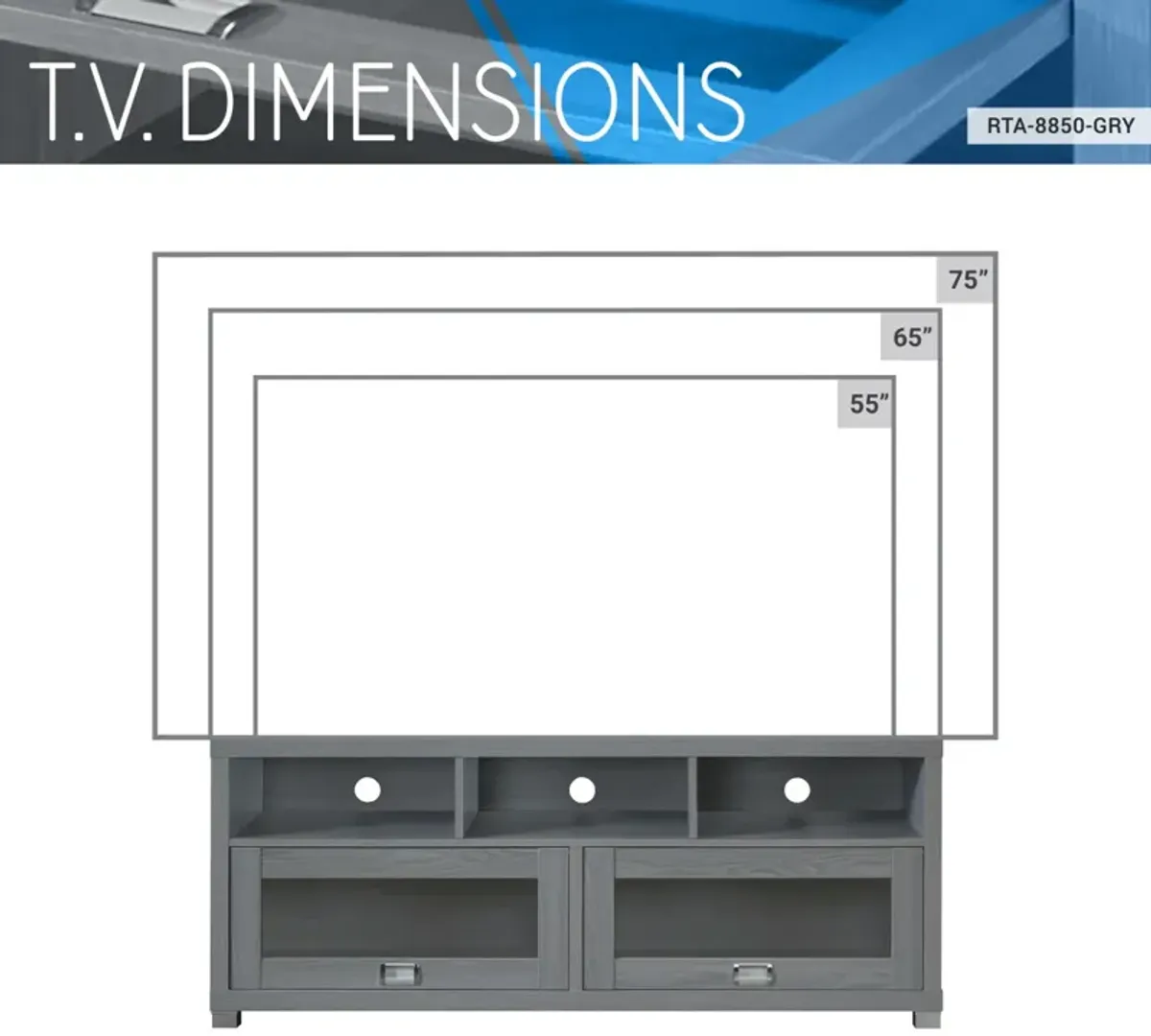 Durbin TV Stand For TVs Up To 75In, Grey