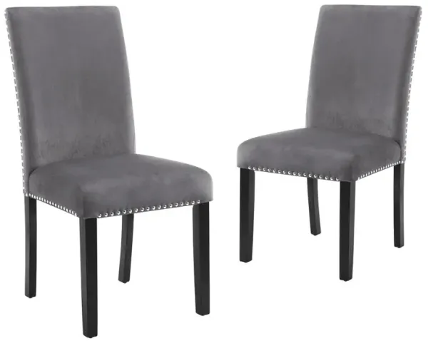 New Classic Furniture Furniture 37.75 Velvet & Wood Dining Chair in Gray (Set of 2)