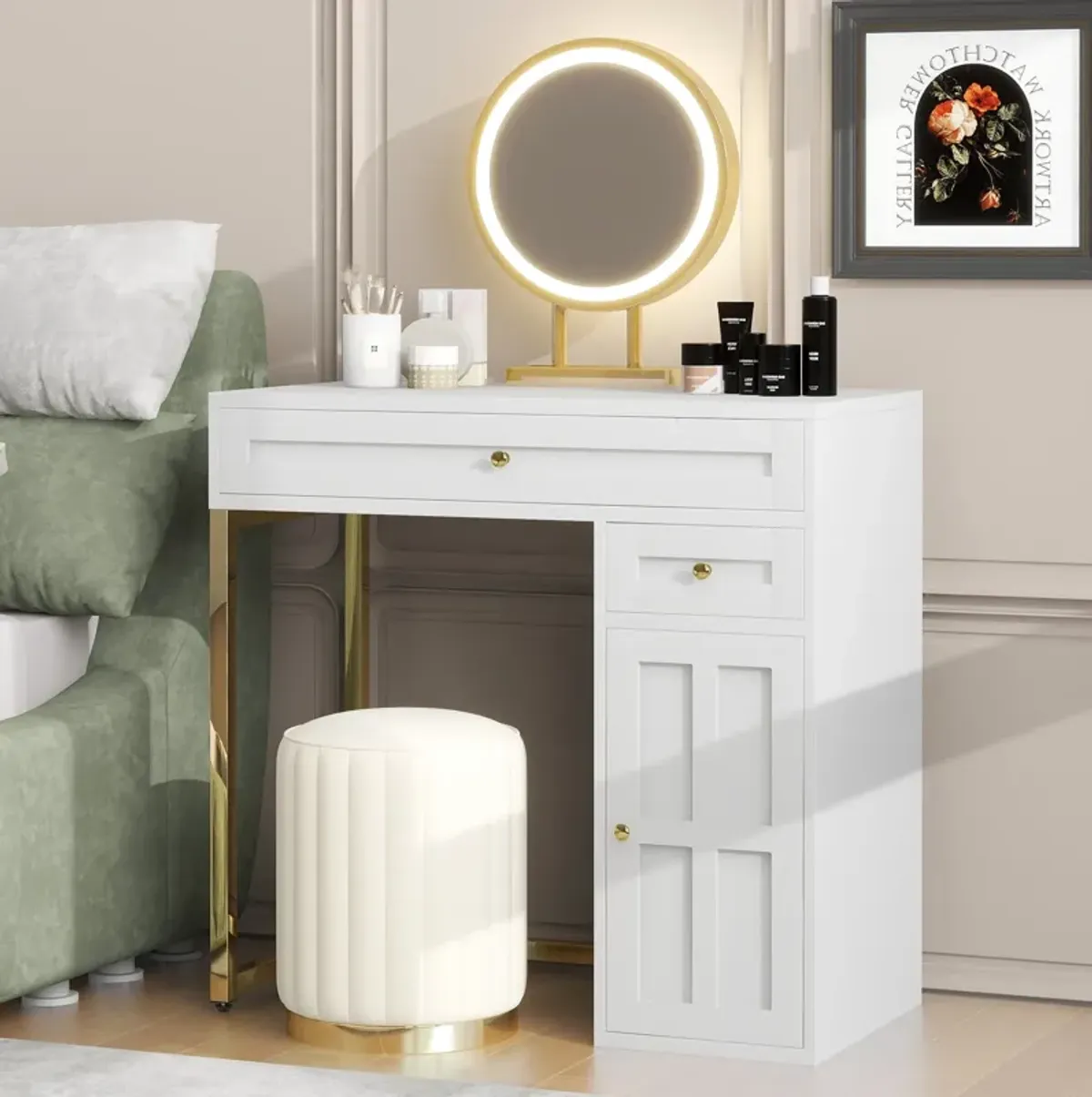 Merax Luxury Makeup Vanity Desk with Lighted Mirror