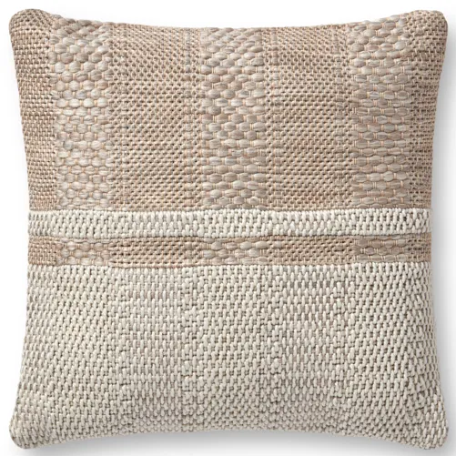 Calypso PAL0045 Taupe/Natural 18''x18'' Down Pillow by Amber Lewis x Loloi