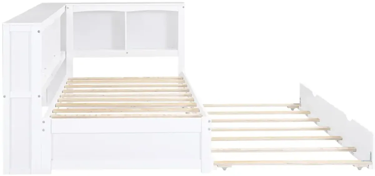 Whisen Morden Design Twin Size Daybed with Trundle, Storage Cabinets and USB Ports
