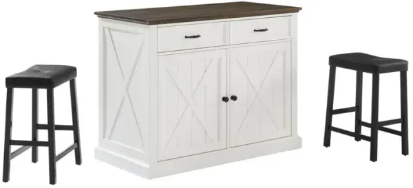 Crosley Furniture Clifton Kitchen Island W/Uph Saddle Stools