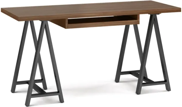 Sawhorse Solid Walnut Veneer and Metal Desk