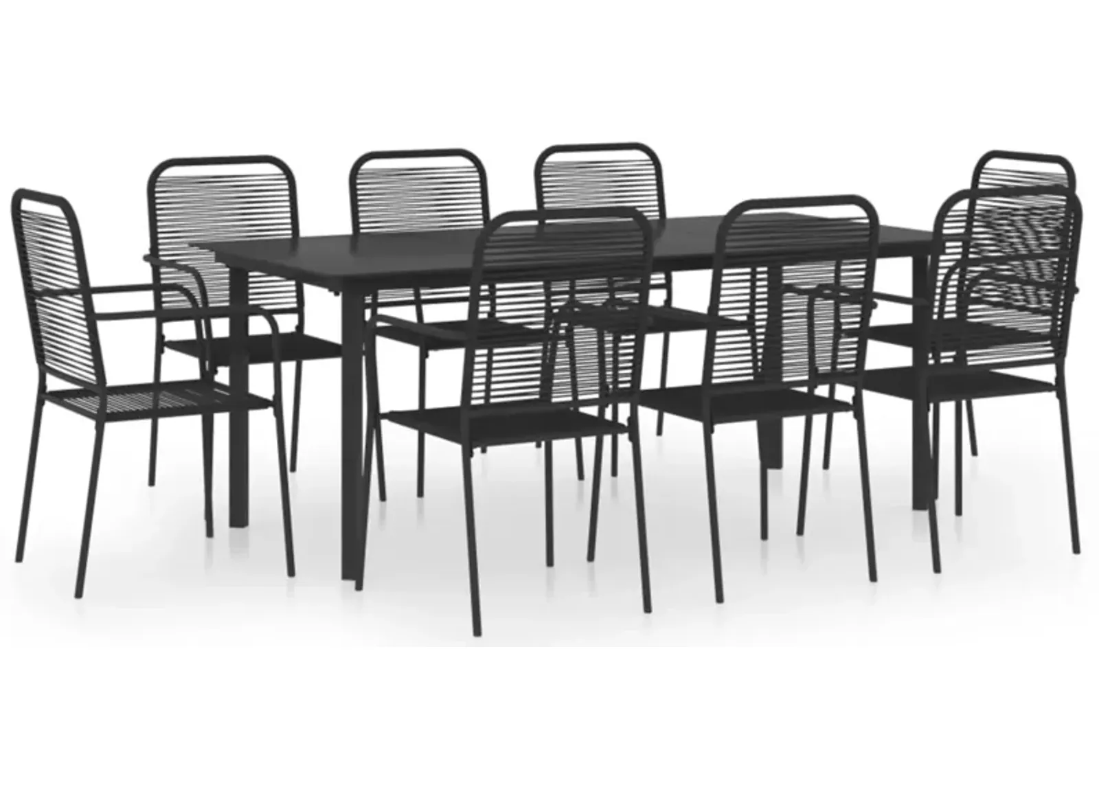 vidaXL 9 Piece Garden Dining Set Black Glass and Steel