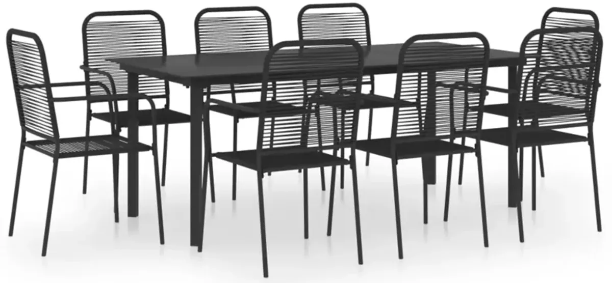 vidaXL 9 Piece Garden Dining Set Black Glass and Steel