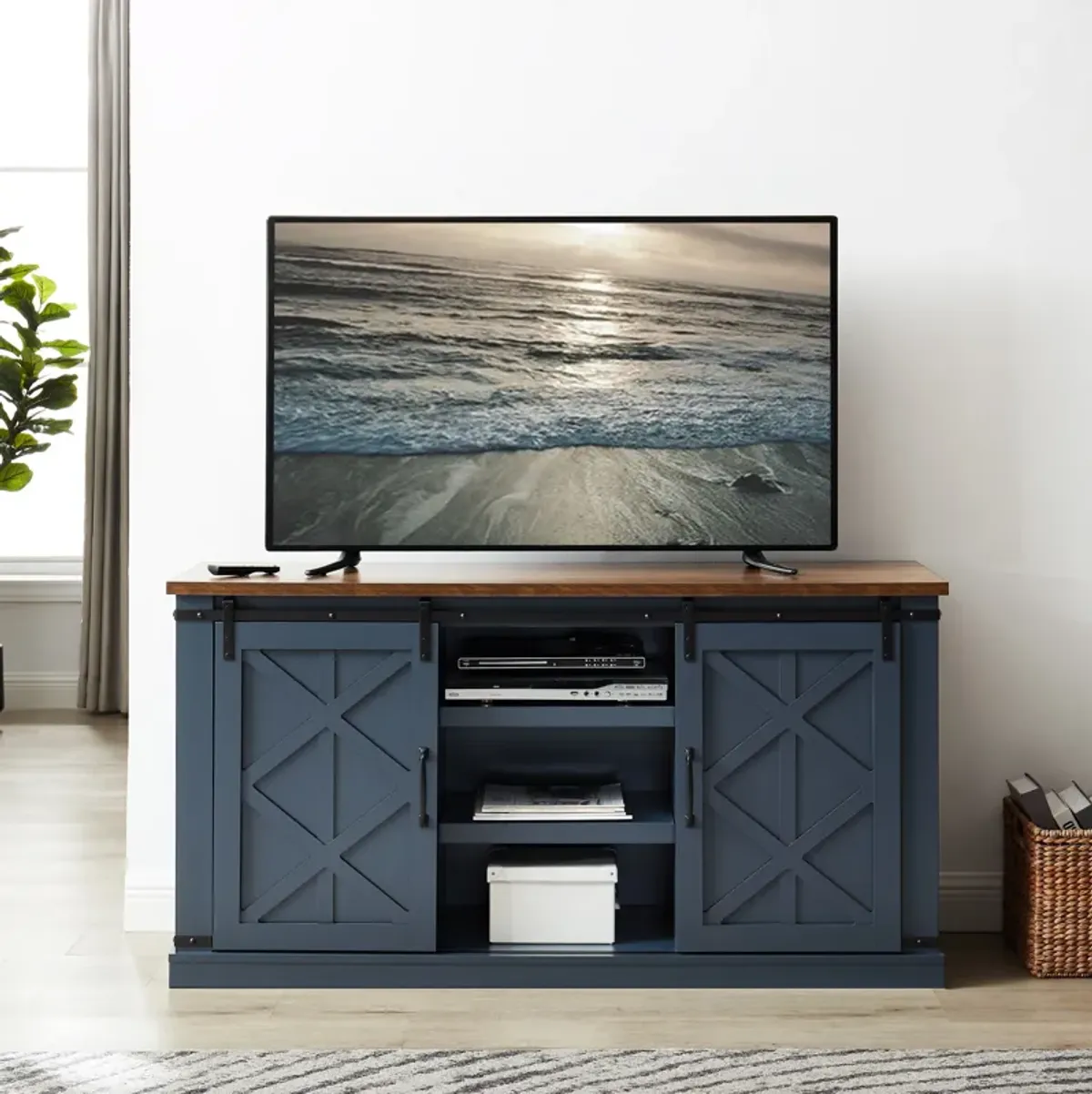 FESTIVO 58" Farmhouse Sliding Barn Door TV Stand - Fits TVs up to 65"