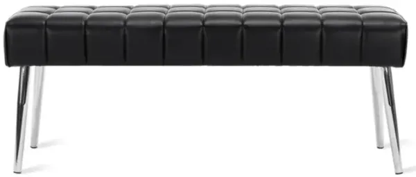 Hivvago Mid-Century Modern End of Bed Bench with Black PU Leather Seat and Tapered Legs