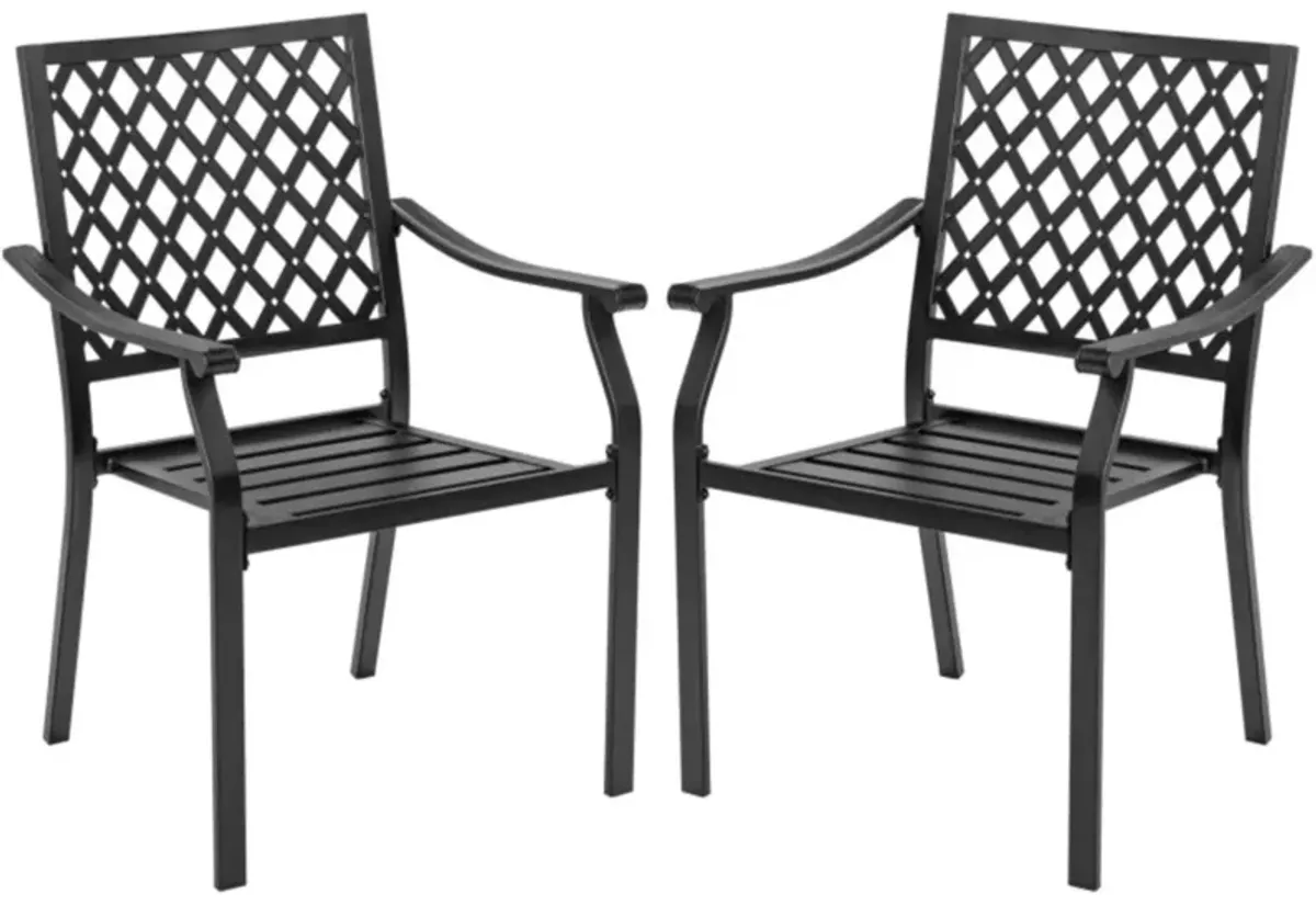 Hivvago Set of 2 Patio Dining Chairs with Curved Armrests and Reinforced Steel Frame