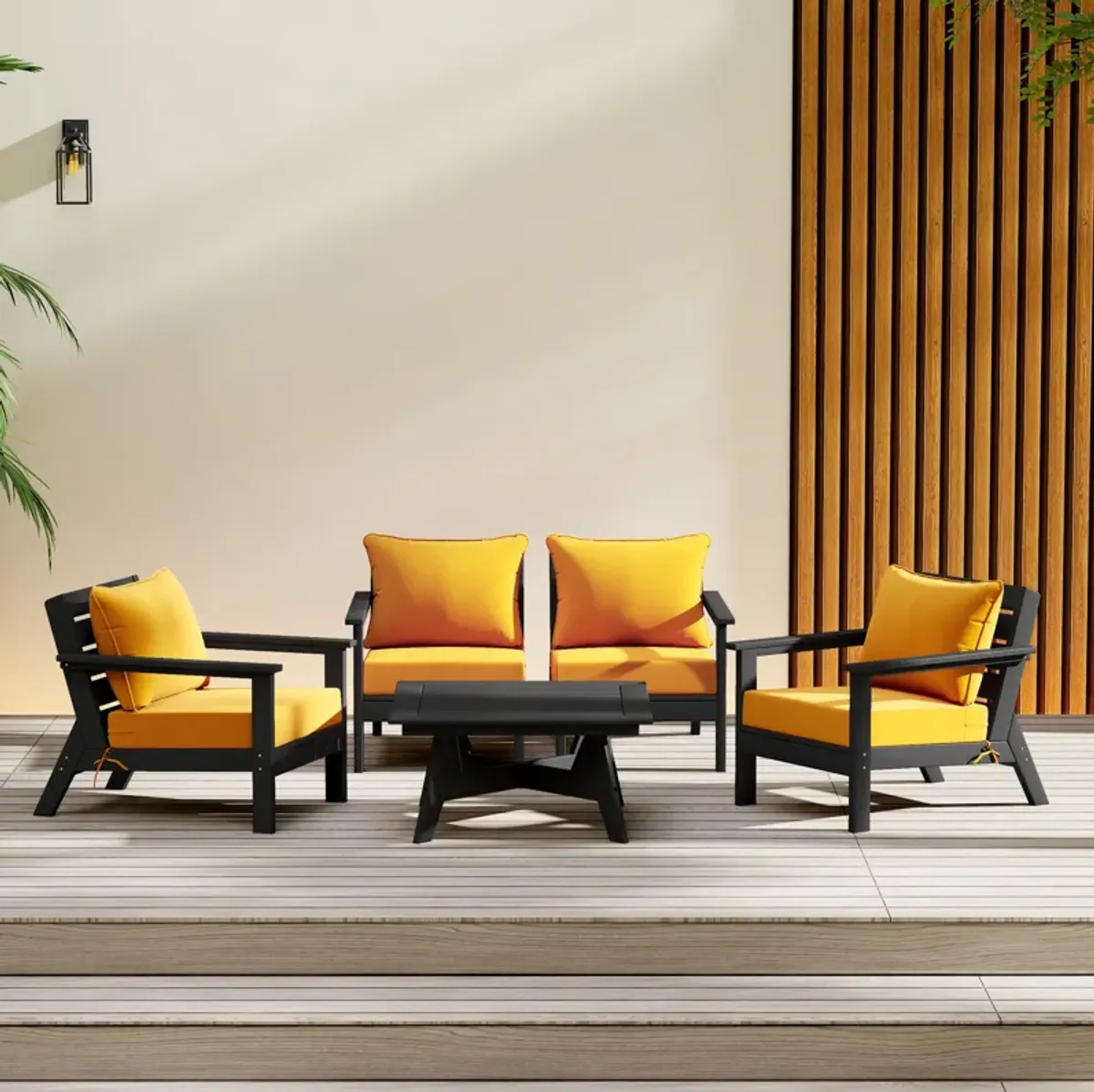 WestinTrends Outdoor 5-Piece Modular Sectional Patio Furniture Sofa Set