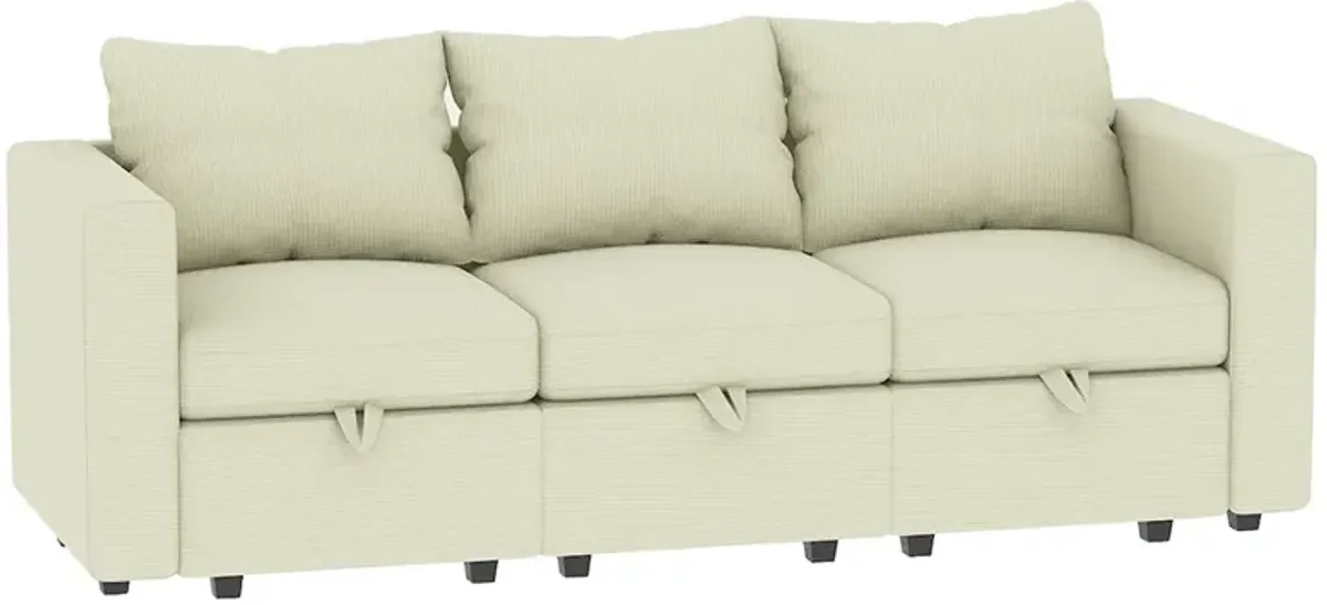 Livelylodge Modular 3-Seat Sofa with Wooden Frame and Pull-Out Bed,  Convertible Sectional Sofa for Living Room, Available in Black, White, and Gray 85" L x 30.5" W x 34" H.