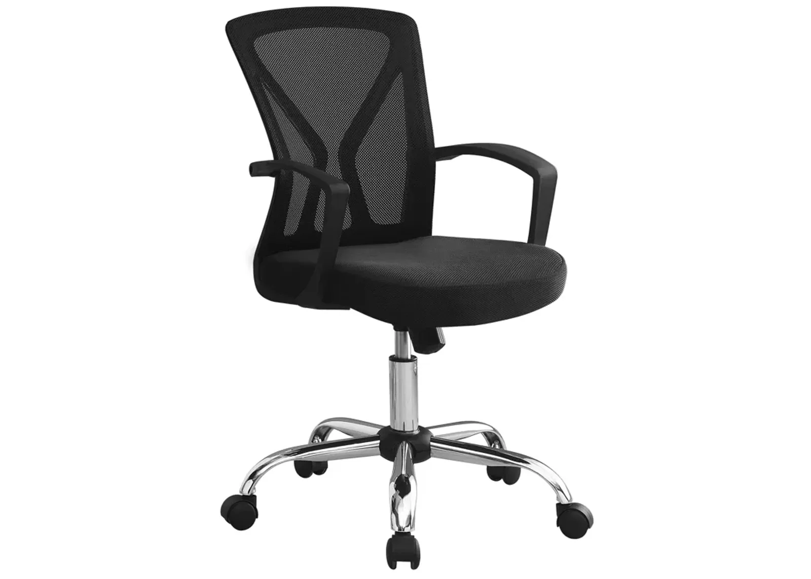 Monarch Specialties I 7460 Office Chair, Adjustable Height, Swivel, Ergonomic, Armrests, Computer Desk, Work, Metal, Fabric, Black, Chrome, Contemporary, Modern