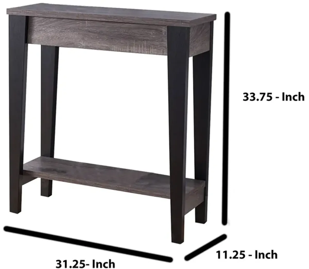 Wooden Console Table With Bottom Shelf, Black And Gray-Benzara