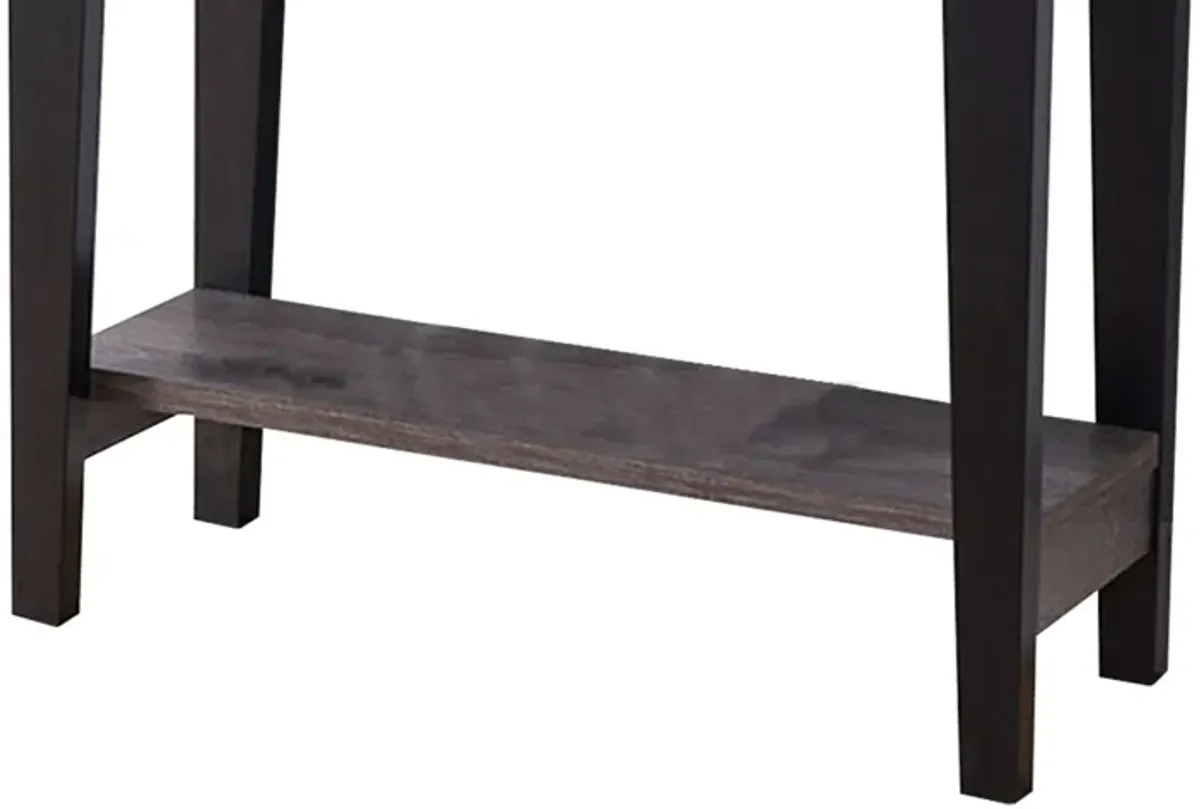 Wooden Console Table With Bottom Shelf, Black And Gray-Benzara