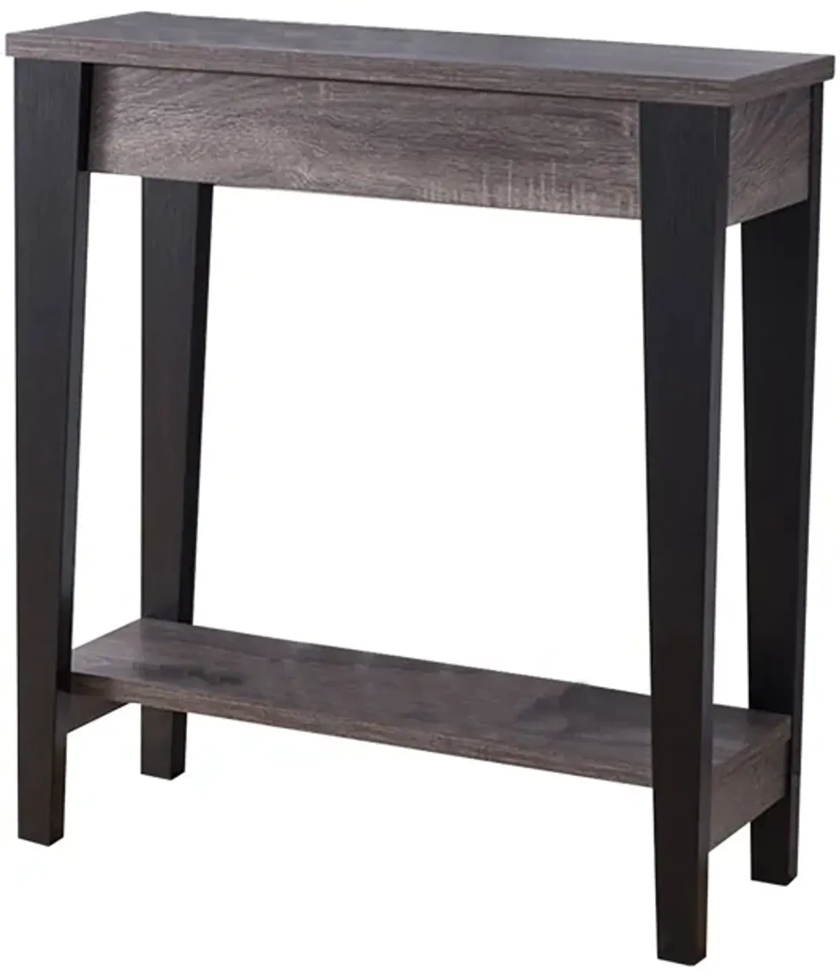 Wooden Console Table With Bottom Shelf, Black And Gray-Benzara