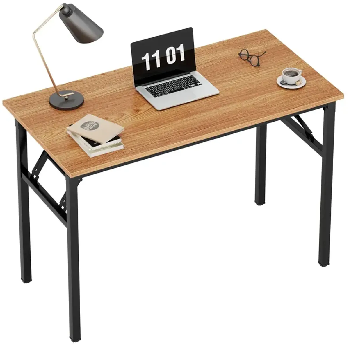 Need Small Computer Desk 31.5 inches Folding Table No Assembly Sturdy Small Writing Desk Folding Desk for Small Spaces, Teak Col