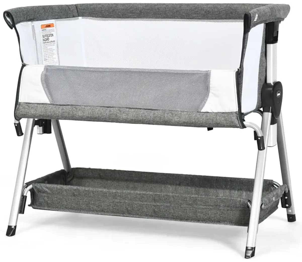 Adjustable Baby Bedside Crib with Large Storage-Dark Gray