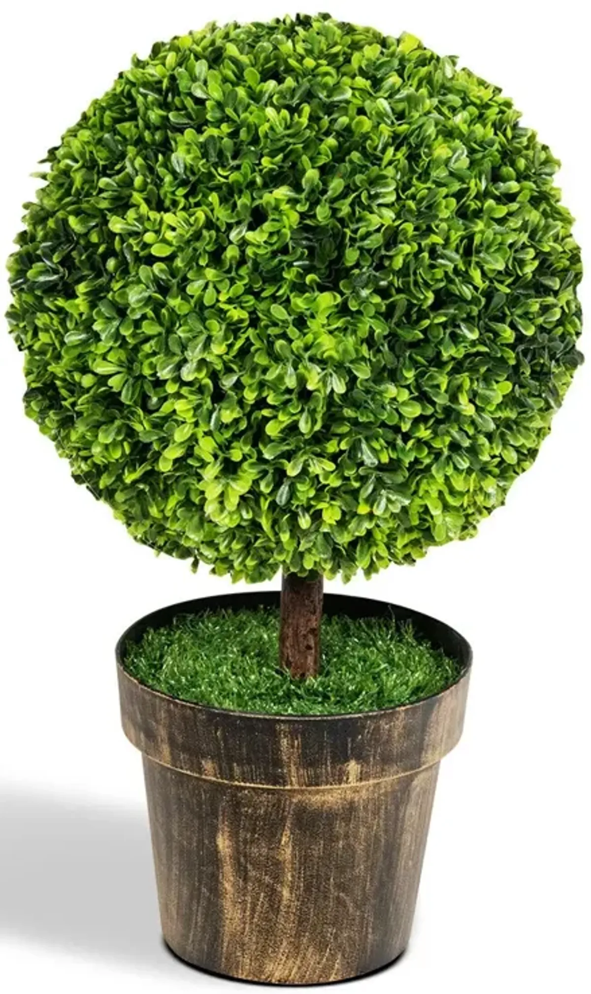 2 Pieces 24 Inch Artificial Boxwood Topiary Ball Tree for House and Office