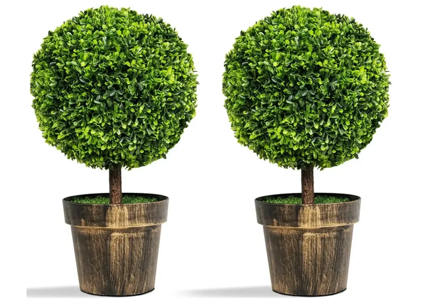 2 Pieces 24 Inch Artificial Boxwood Topiary Ball Tree for House and Office