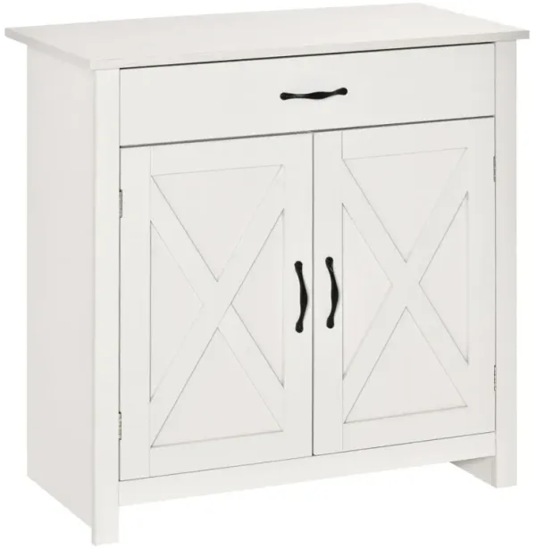 White Wash Kitchen Storage: 32" Farmhouse Sideboard with Drawer