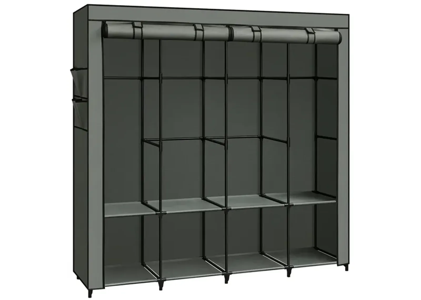 Portable Closet with Cover 4 Hanging Rods and Shelves