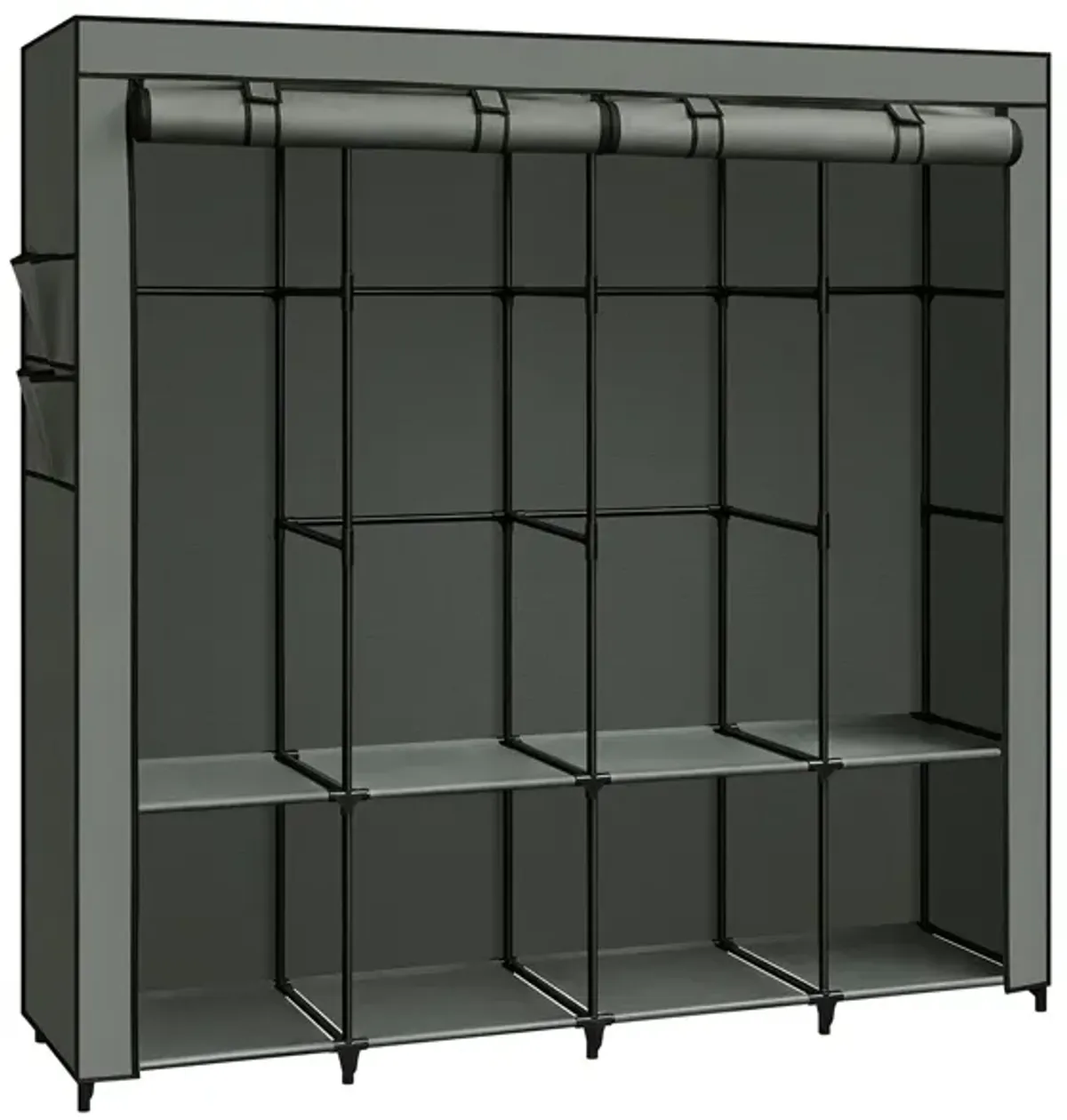 Portable Closet with Cover 4 Hanging Rods and Shelves