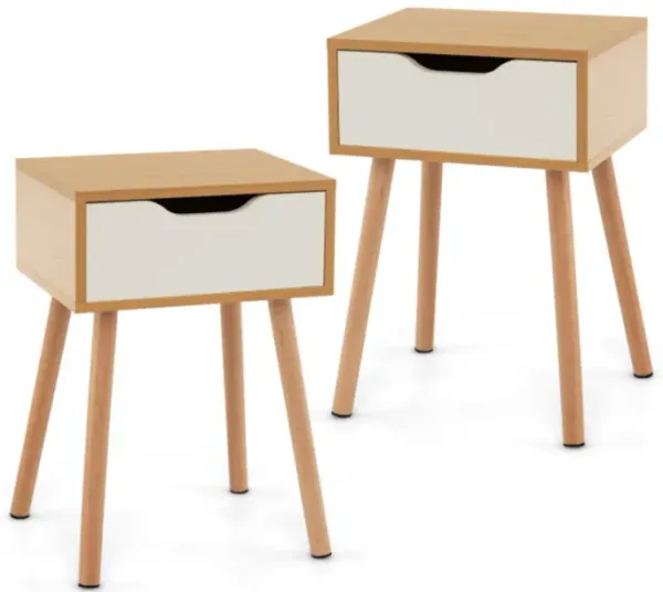Hivvago Set of 2 Modern Nightstand with Storage Drawer for Bedroom Living Room
