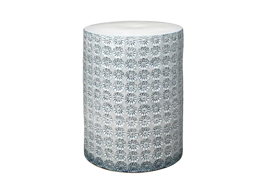 Wildflower Blue Ceramic Side Table