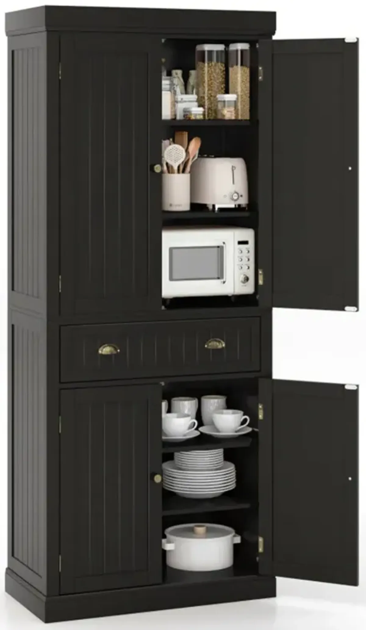 Cupboard Freestanding Kitchen Cabinet with Adjustable Shelves