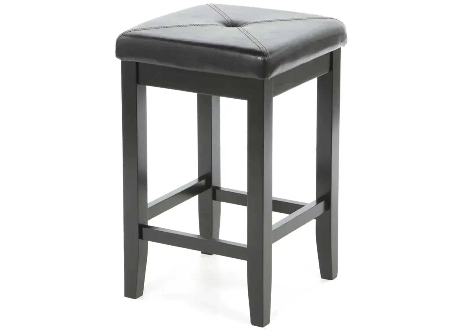 Hivvago Set of 2 - Black 24-inch Backless Barstools with Faux Leather Seat