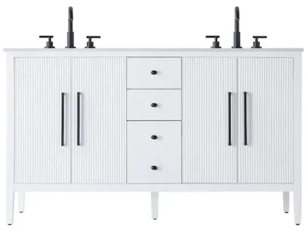 Elegant Kitchen and Bath 60 inch Double Bathroom Vanity in White