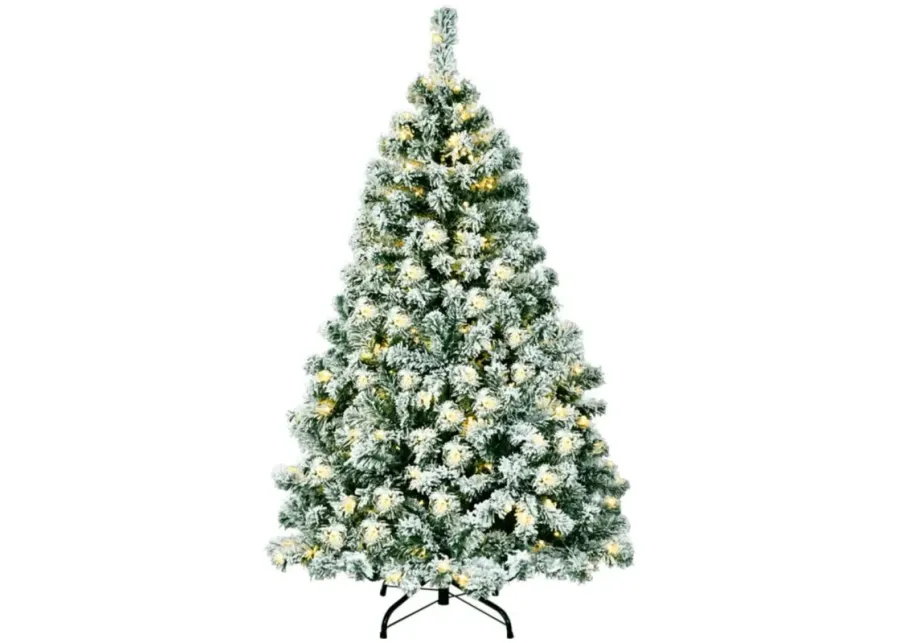 4.5 Feet Pre-Lit Premium Snow Flocked Hinged Artificial Christmas Tree