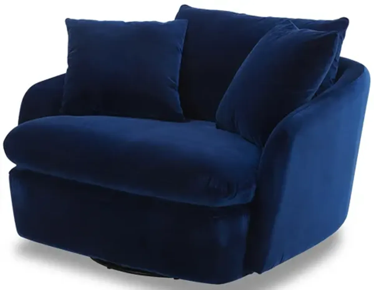 Velvet Swivel Chair - Falkirk Royal Blue