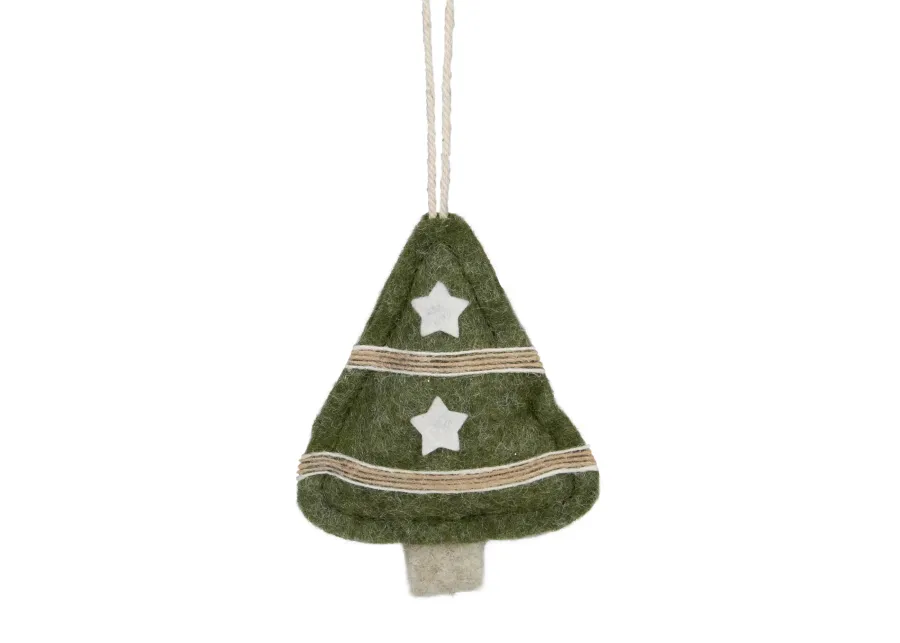 4.5" Green Tree Shaped Plush Christmas Ornament