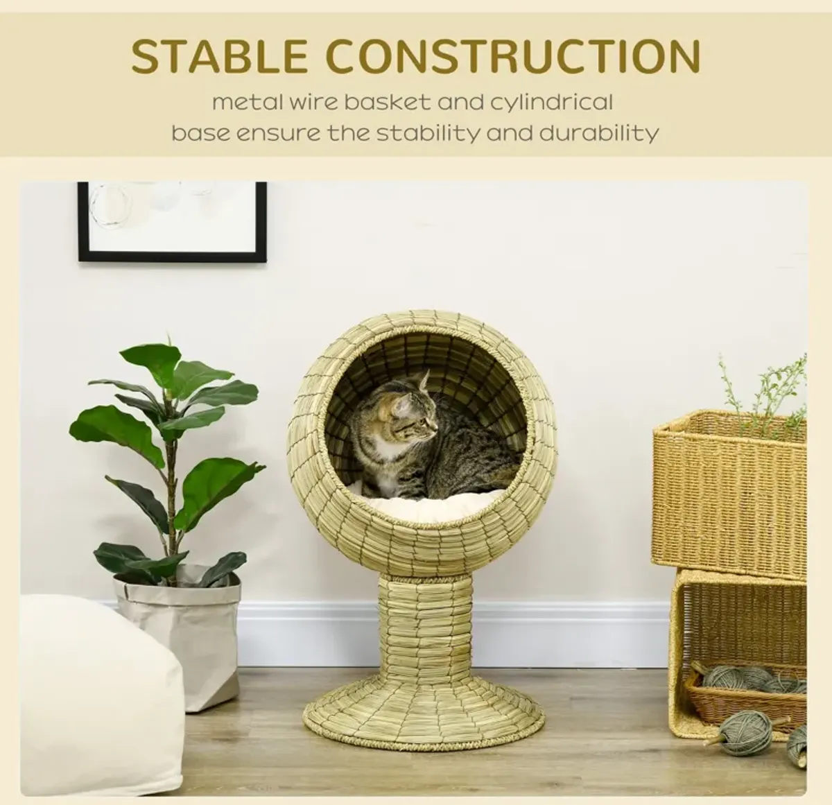 Yellow Cat Furniture: Elevated Condo Pod with Stand & Cushion