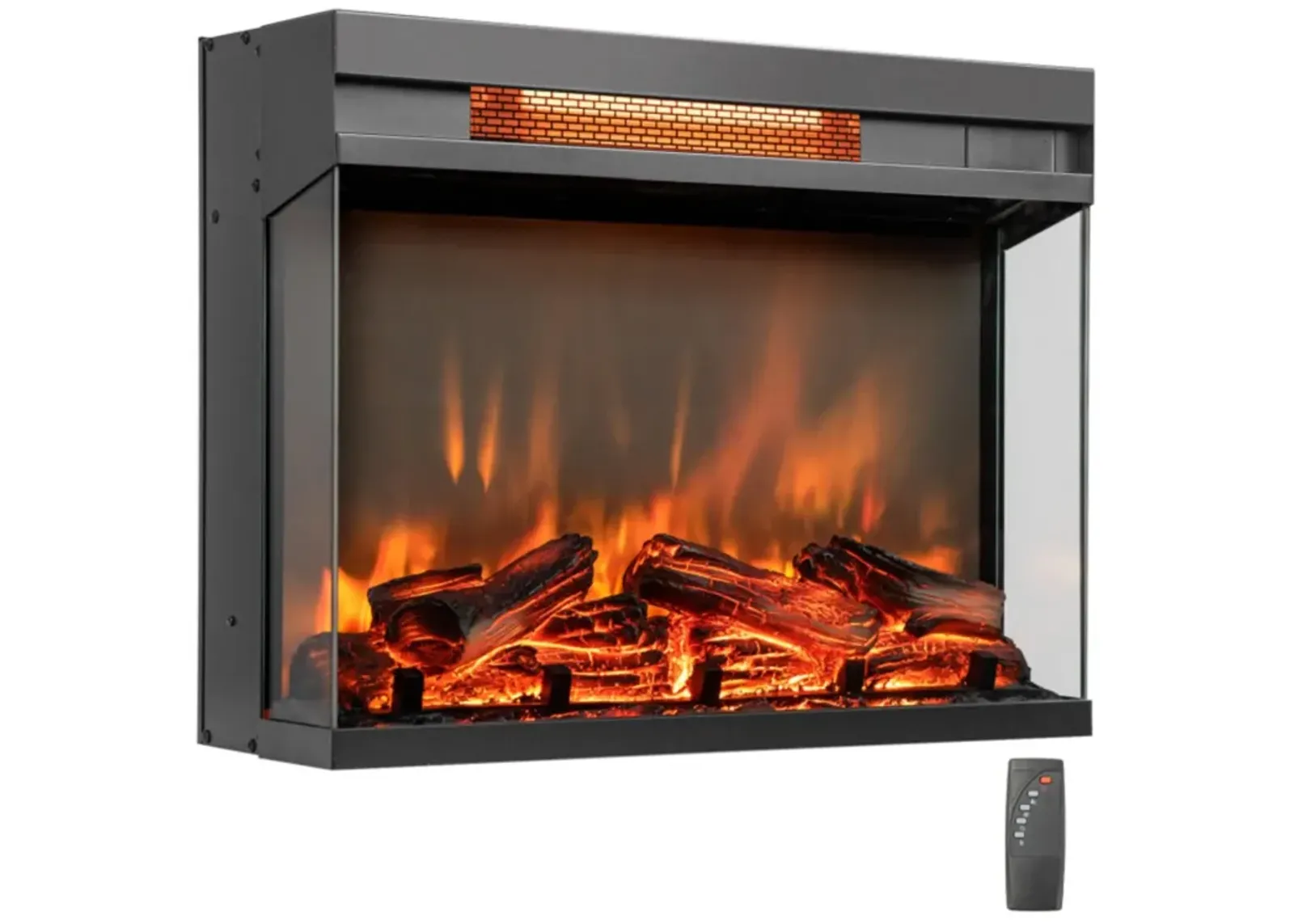 Hivvago 23-inch 3-Sided Electric Fireplace Insert with Remote Control-Black