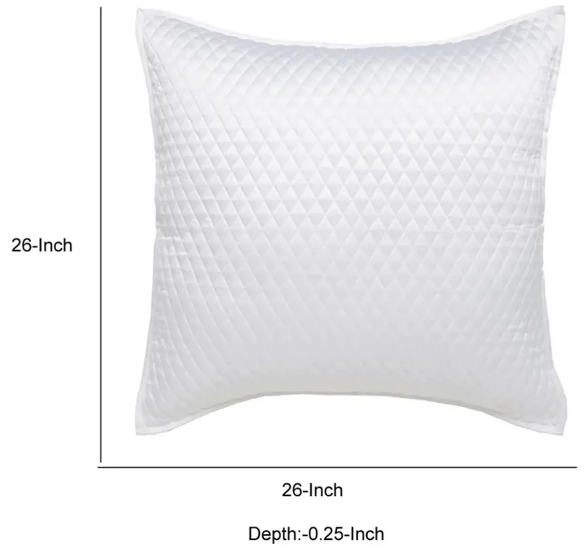 Kahn 26 Inch Hand Stitched Sateen Euro Pillow Sham, Cotton Fill-Benzara