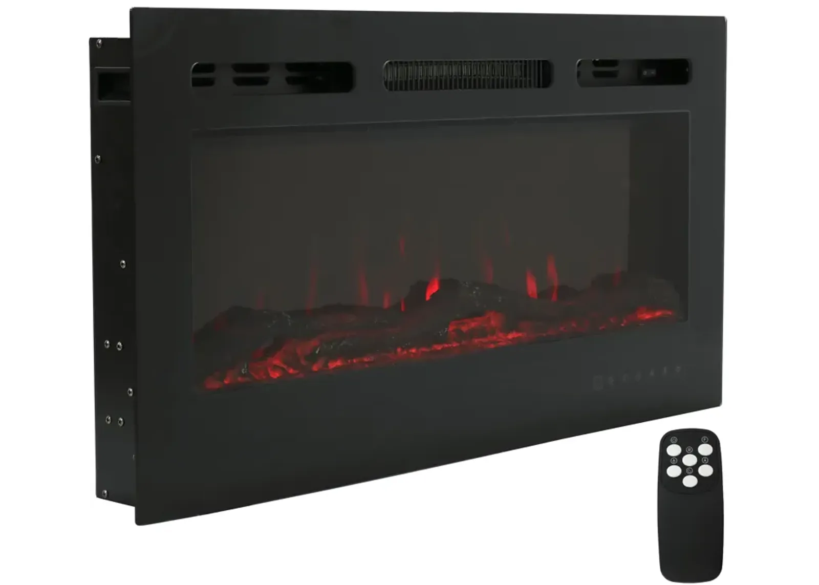 Sunnydaze 36 in Modern Flame Mounted Indoor Electric Fireplace - Black